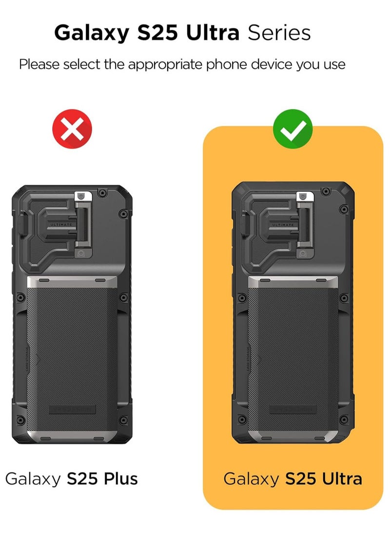 VRS Design Damda Glide Pro Samsung Galaxy S25 ULTRA Case Cover Wallet with Semi Automatic Credit Card Holder Slot [4 Cards] - Black Groove  - Image 2
