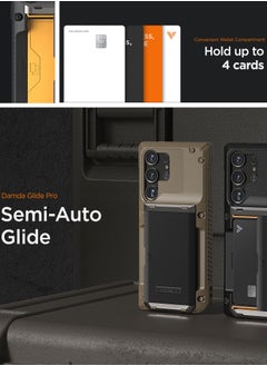 VRS Design Damda Glide Pro Samsung Galaxy S25 ULTRA Case Cover Wallet with Semi Automatic Credit Card Holder Slot [4 Cards] - Black Groove  - Image 4