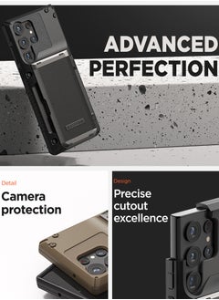 VRS Design Damda Glide Pro Samsung Galaxy S25 ULTRA Case Cover Wallet with Semi Automatic Credit Card Holder Slot [4 Cards] - Black Groove  - Image 5