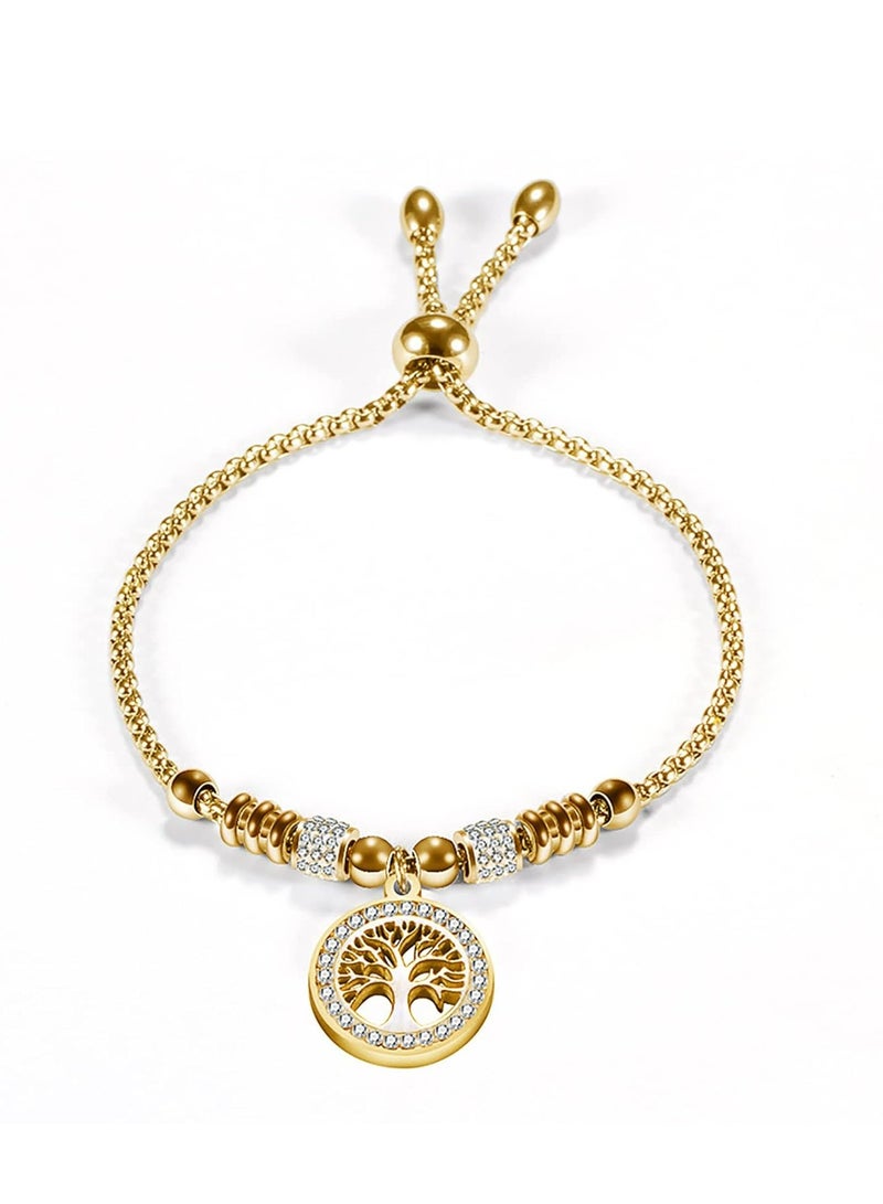 أوزيغالور سوار سحر شجرة الحياة الذهبي القابل للتعديل للنساء من الفولاذ المقاوم للصدأ - Image 1