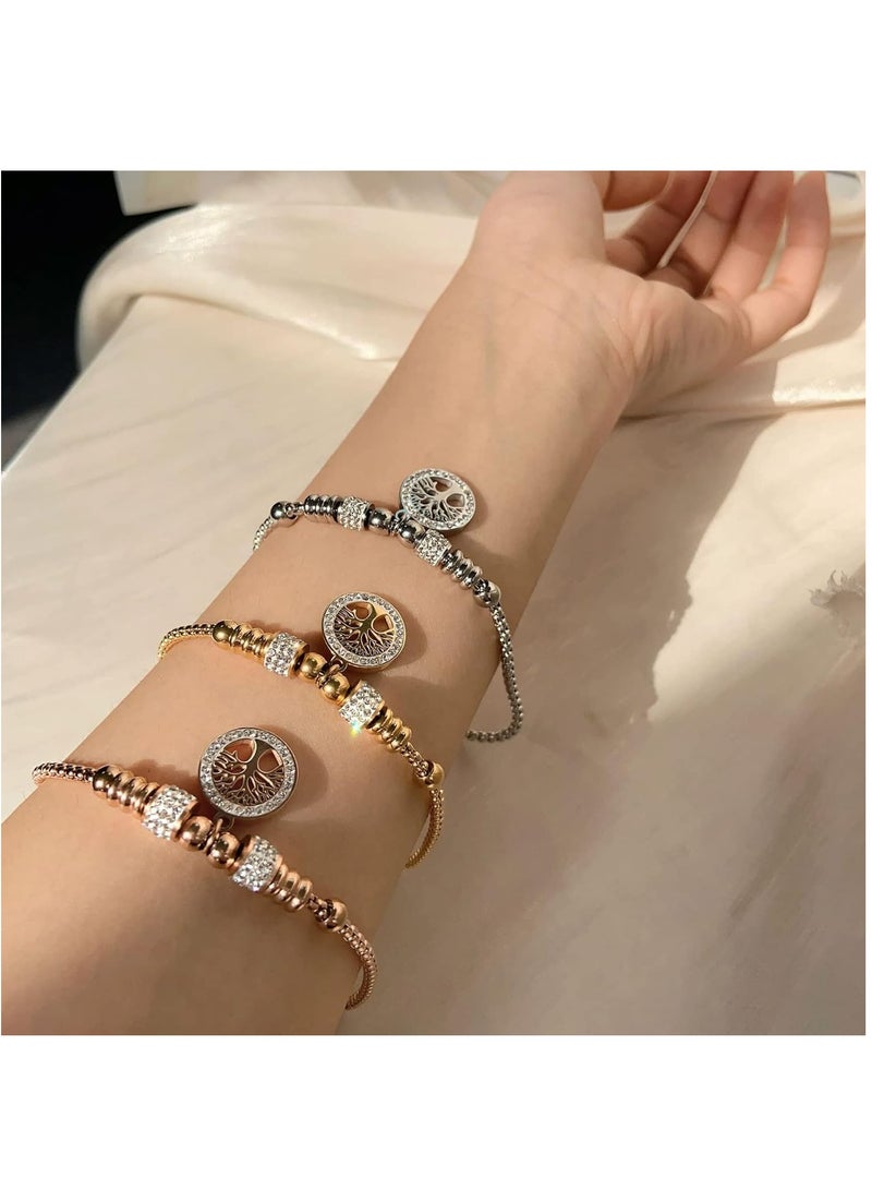 أوزيغالور سوار سحر شجرة الحياة الذهبي القابل للتعديل للنساء من الفولاذ المقاوم للصدأ - Image 3