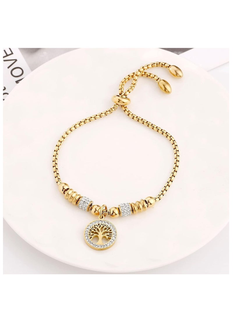 أوزيغالور سوار سحر شجرة الحياة الذهبي القابل للتعديل للنساء من الفولاذ المقاوم للصدأ - Image 4