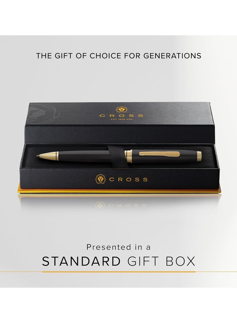 Cross 1-Piece Coventry Ballpoint Pen In Gift Box Black Ink With Goldern Clip Black Barrel  - Image 3