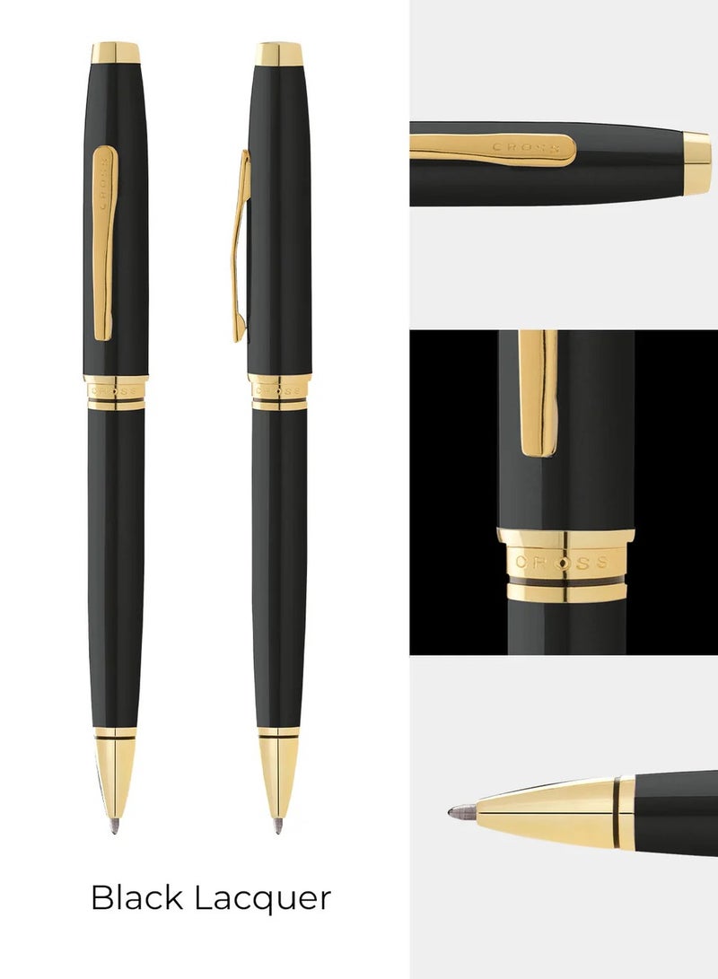 Cross 1-Piece Coventry Ballpoint Pen In Gift Box Black Ink With Goldern Clip Black Barrel  - Image 5