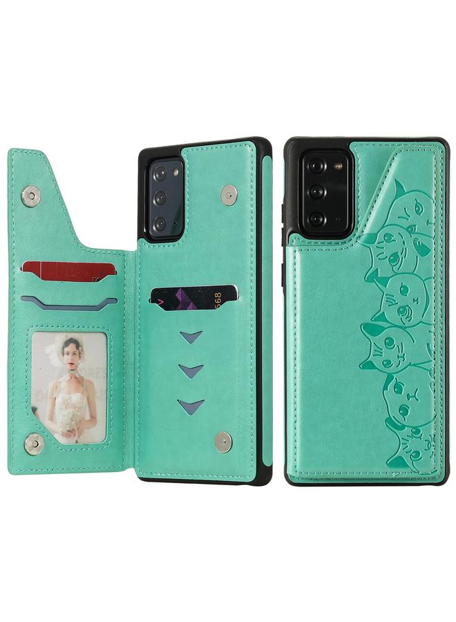 The Bros Six Cats Embossing Pattern Protective Case with Holder & Card Slots & Photo Frame For Samsung Galaxy Note20