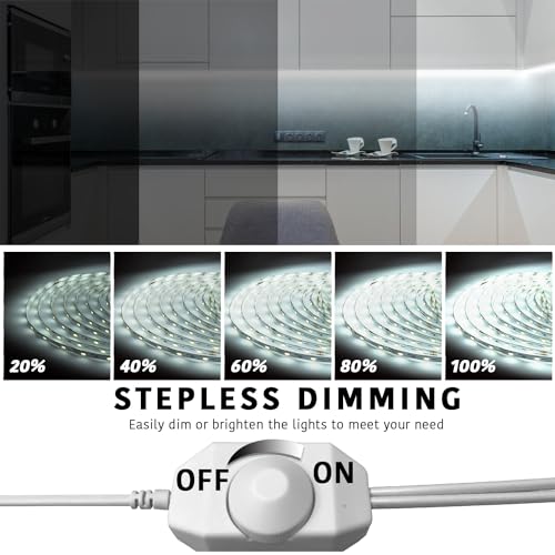 dalattin White LED Strip Lights, 40ft Dimmable LED Light Strip 6500K Bright Daylight White 24V, 720 LEDs 2835 Tape Lights for Bedroom, Kitchen, Mirror, Home Decoration(2 * 20ft) - Image 3