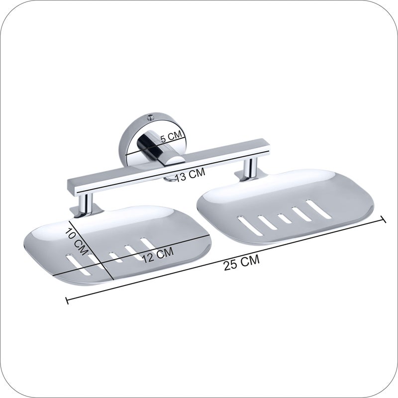 KANJAL soap Dish Holder for Bathroom Double soap case Stand soap Dish Holder Double sabu dani wash Basin soap Holder soap Tray for Bathroom(304 Stainless Steel,Chrome Finish) 37 - Image 3