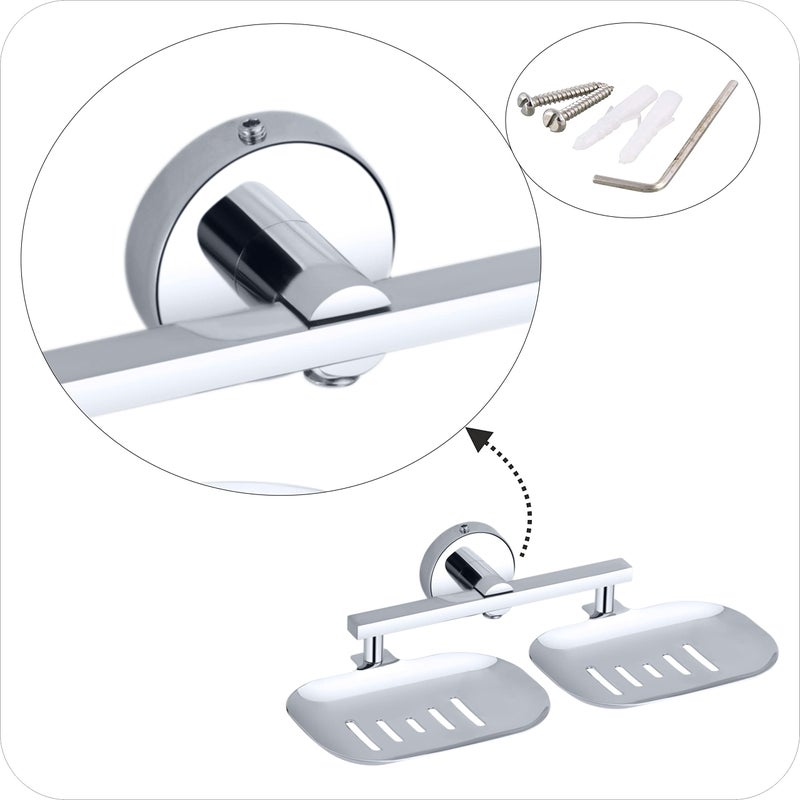 KANJAL soap Dish Holder for Bathroom Double soap case Stand soap Dish Holder Double sabu dani wash Basin soap Holder soap Tray for Bathroom(304 Stainless Steel,Chrome Finish) 37 - Image 5