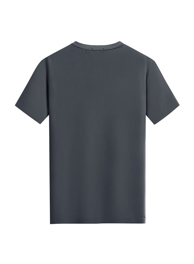 DANCING WOLVES Dancing With Wolves Quick-dry Summer Lightweight Breathable Sports Men's Versatile Short Sleeve T-shirt 015 Dark Grey XL - Image 5