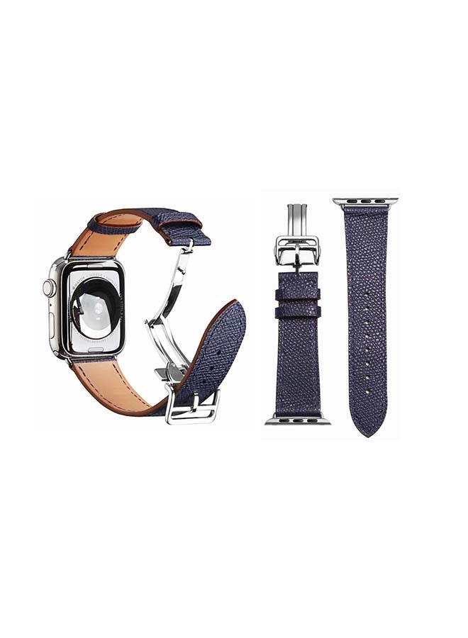 Perfii Genuine Leather Replacement Band For Apple Watch Series 6/SE/5/4/3/2/1 Royal Blue