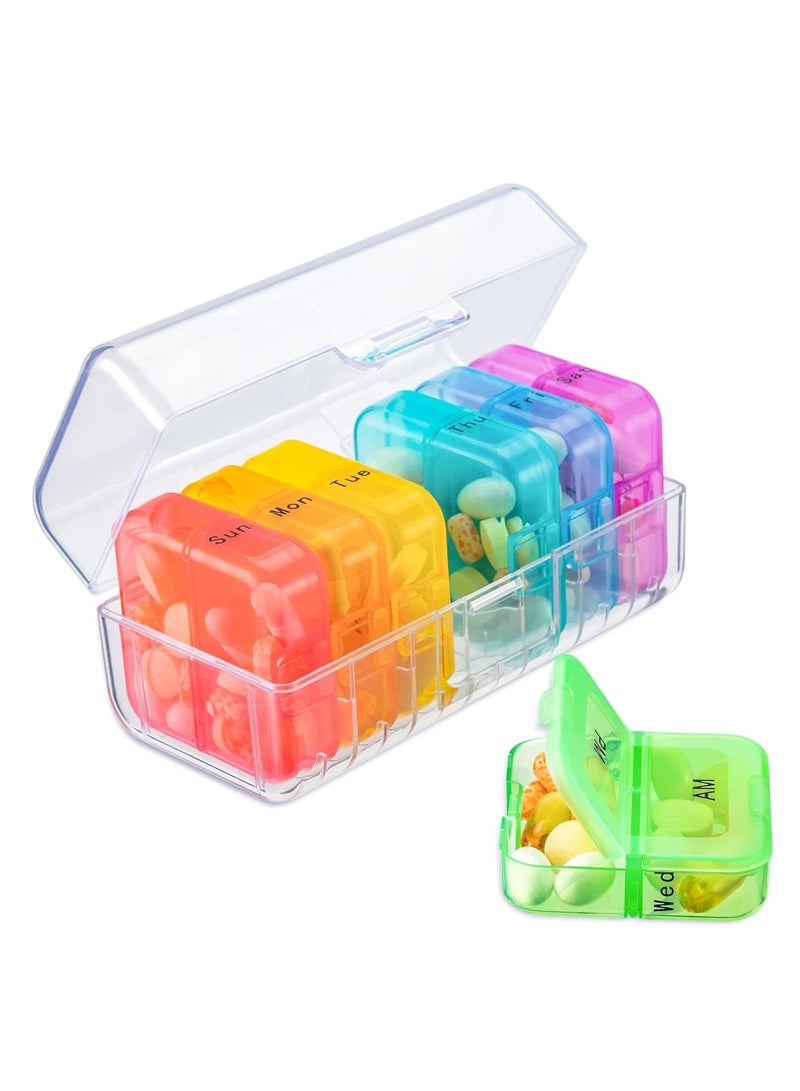 spa luxetique Pill Organizer 2 Times a Day, Weekly 7 Day Pill Box, Daily Am Pm Pill Organizer, Travel Pill Case for Medicine, Fish Oils, Vitamin, Supplement  - Image 1