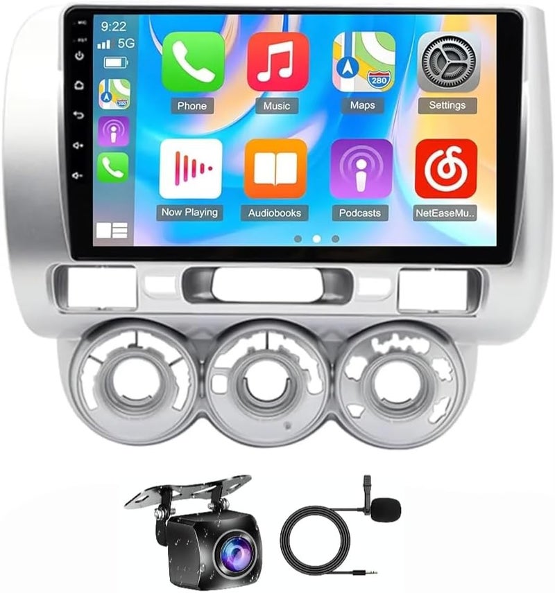 Vierex Fit Honda City Car Stereo System, Honda Jazz City Android Screen 2002-2007, Wireless CarPlay & Android Auto, GPS Navigation, BT, 1080P Backup Camera (2+32GB Carplay 4CORE) - Image 1