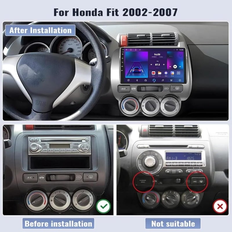Vierex Fit Honda City Car Stereo System, Honda Jazz City Android Screen 2002-2007, Wireless CarPlay & Android Auto, GPS Navigation, BT, 1080P Backup Camera (2+32GB Carplay 4CORE) - Image 2