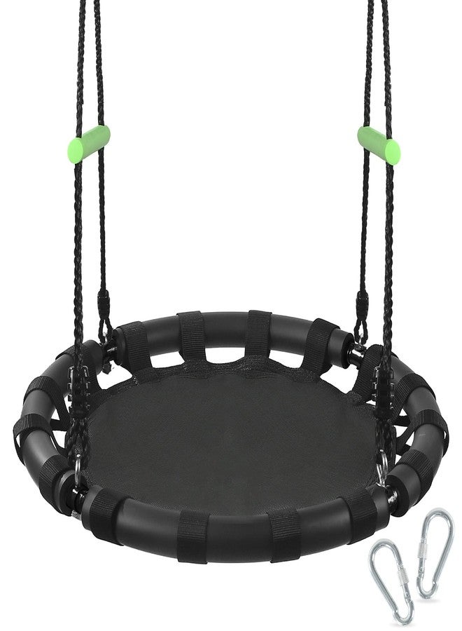 ZBZBML Tree Swing with PP Mat - Durable, Safe, and Easy to Install,Black Outdoor Saucer Swing,Flying Saucer Web Circle Swing for Yard Garden Playground Park (24 inches Diameter) - Image 1