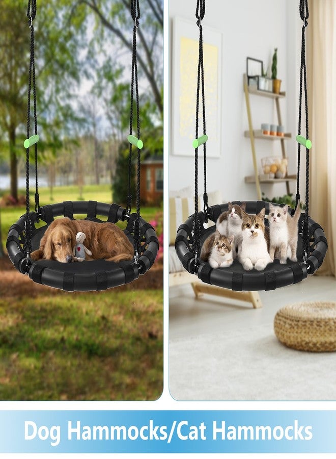 ZBZBML Tree Swing with PP Mat - Durable, Safe, and Easy to Install,Black Outdoor Saucer Swing,Flying Saucer Web Circle Swing for Yard Garden Playground Park (24 inches Diameter) - Image 3