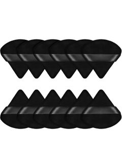 Maitys Maitys Fiber Triangular Makeup Puffs, 12 Pieces, Black, Soft Reusable Face Cosmetic Tools for Foundation, Powder, Blush, Concealer & More 