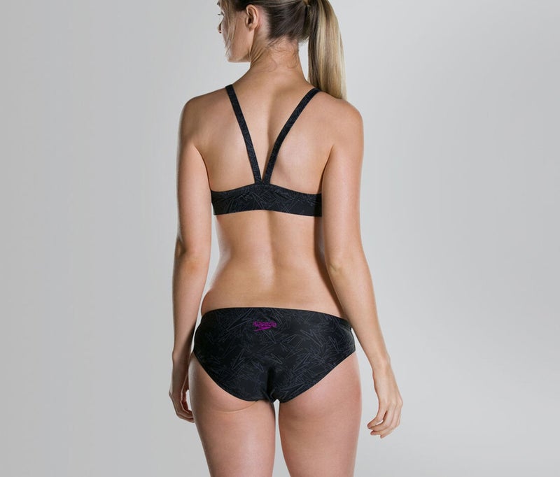 speedo Women Boom Allover Two Piece Swimsuit, Black - Image 2