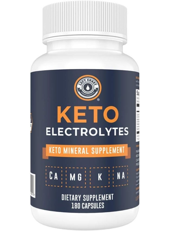 Left Coast Performance Keto Electrolyte Supplement (180 Capsules). Electrolyte Pills for Ketogenic Diet. Magnesium, Potassium, Sodium, Calcium Electrolyte Tablets for Rehydration - Image 1