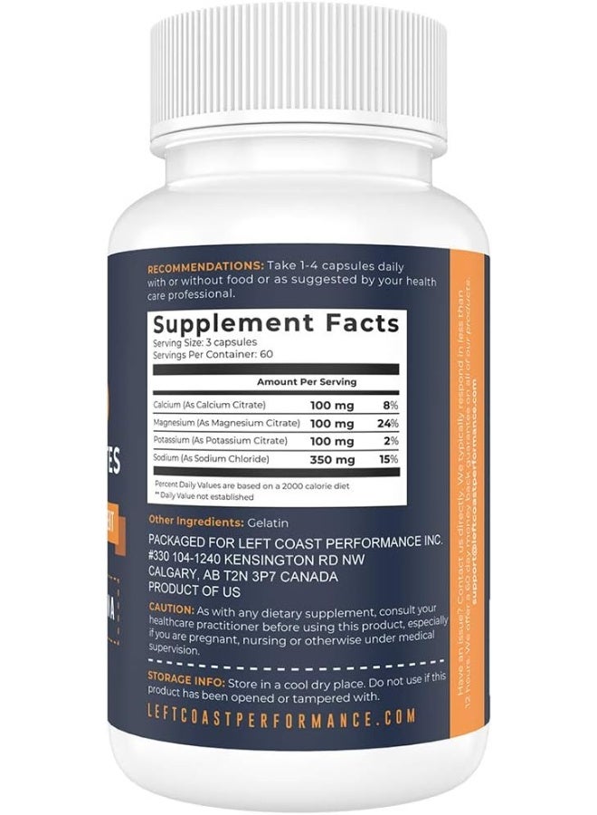 Left Coast Performance Keto Electrolyte Supplement (180 Capsules). Electrolyte Pills for Ketogenic Diet. Magnesium, Potassium, Sodium, Calcium Electrolyte Tablets for Rehydration - Image 2