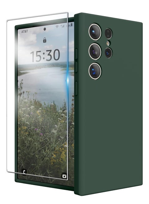 Samsung S24 Ultra Case Silicone Case with Galaxy S24 Ultra Screen Protector Slim Fit Camera Protection Shockproof Phone Case Cover for Galaxy S24 Ultra 6.8 inch
