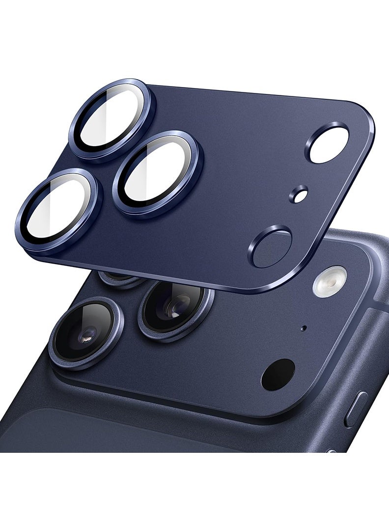 Case Up Camera Lens Protector For iPhone 17 Pro Max , With 9H Tempered Glass Camera Ring Anti Scratch Metal Plate [Drop Protection], Case Friendly Camera Cover, Deep Blue - Image 1