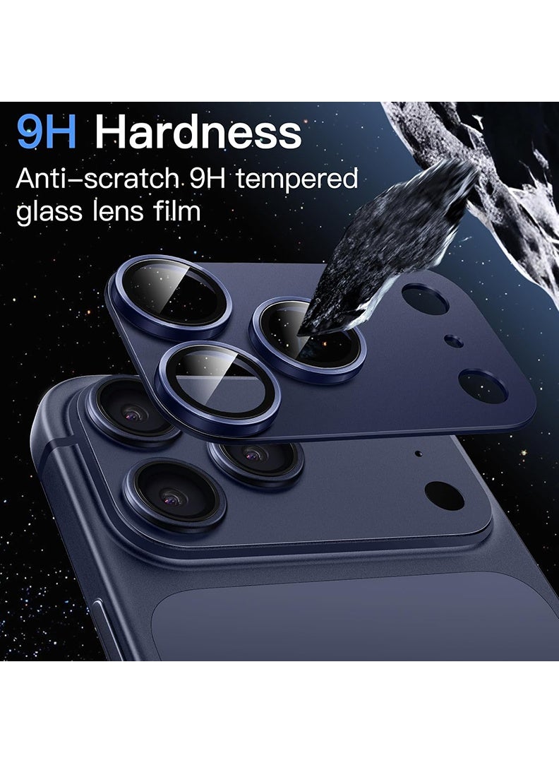 Case Up Camera Lens Protector For iPhone 17 Pro Max , With 9H Tempered Glass Camera Ring Anti Scratch Metal Plate [Drop Protection], Case Friendly Camera Cover, Deep Blue - Image 4