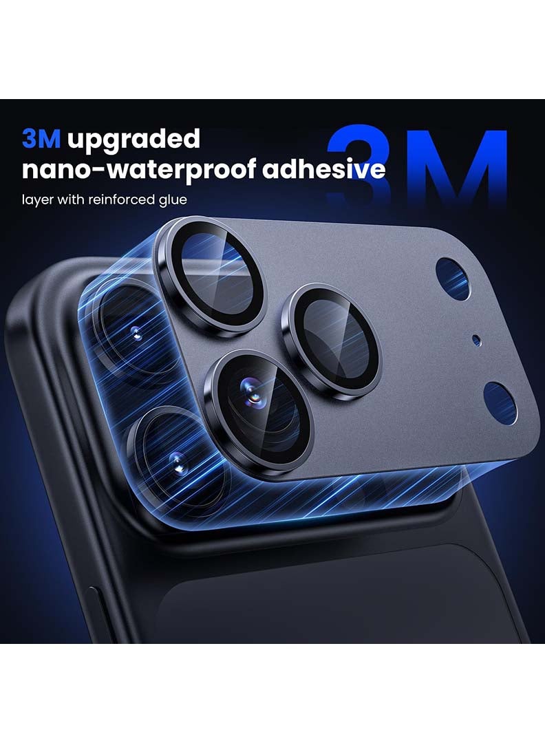 Case Up Camera Lens Protector For iPhone 17 Pro Max , With 9H Tempered Glass Camera Ring Anti Scratch Metal Plate [Drop Protection], Case Friendly Camera Cover, Deep Blue - Image 4