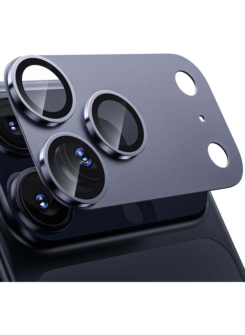Case Up Camera Lens Protector For iPhone 17 Pro Max , With 9H Tempered Glass Camera Ring Anti Scratch Metal Plate [Drop Protection], Case Friendly Camera Cover, Deep Blue - Image 1