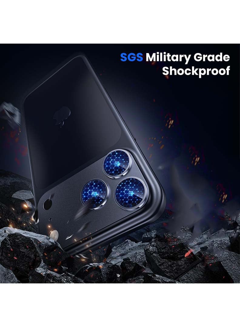 Case Up Camera Lens Protector For iPhone 17 Pro Max , With 9H Tempered Glass Camera Ring Anti Scratch Metal Plate [Drop Protection], Case Friendly Camera Cover, Deep Blue - Image 3