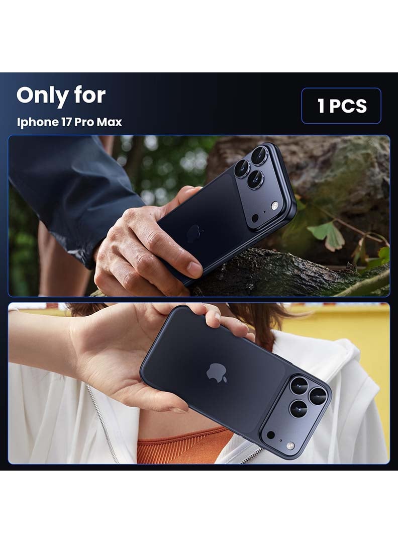 Case Up Camera Lens Protector For iPhone 17 Pro Max , With 9H Tempered Glass Camera Ring Anti Scratch Metal Plate [Drop Protection], Case Friendly Camera Cover, Deep Blue - Image 2