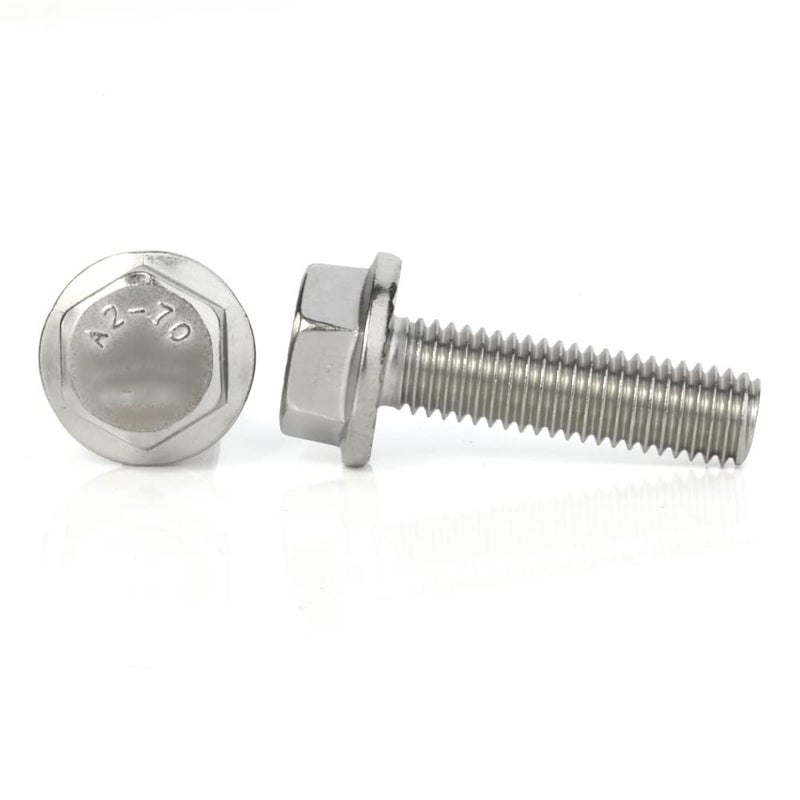 MewuDecor M10-1.5 x 30mm Flanged Hex Head Bolts Flange Hexagon Screws, Stainless Steel 18-8 (304), Plain Finish, DIN 6921, 10 PCS - Image 3