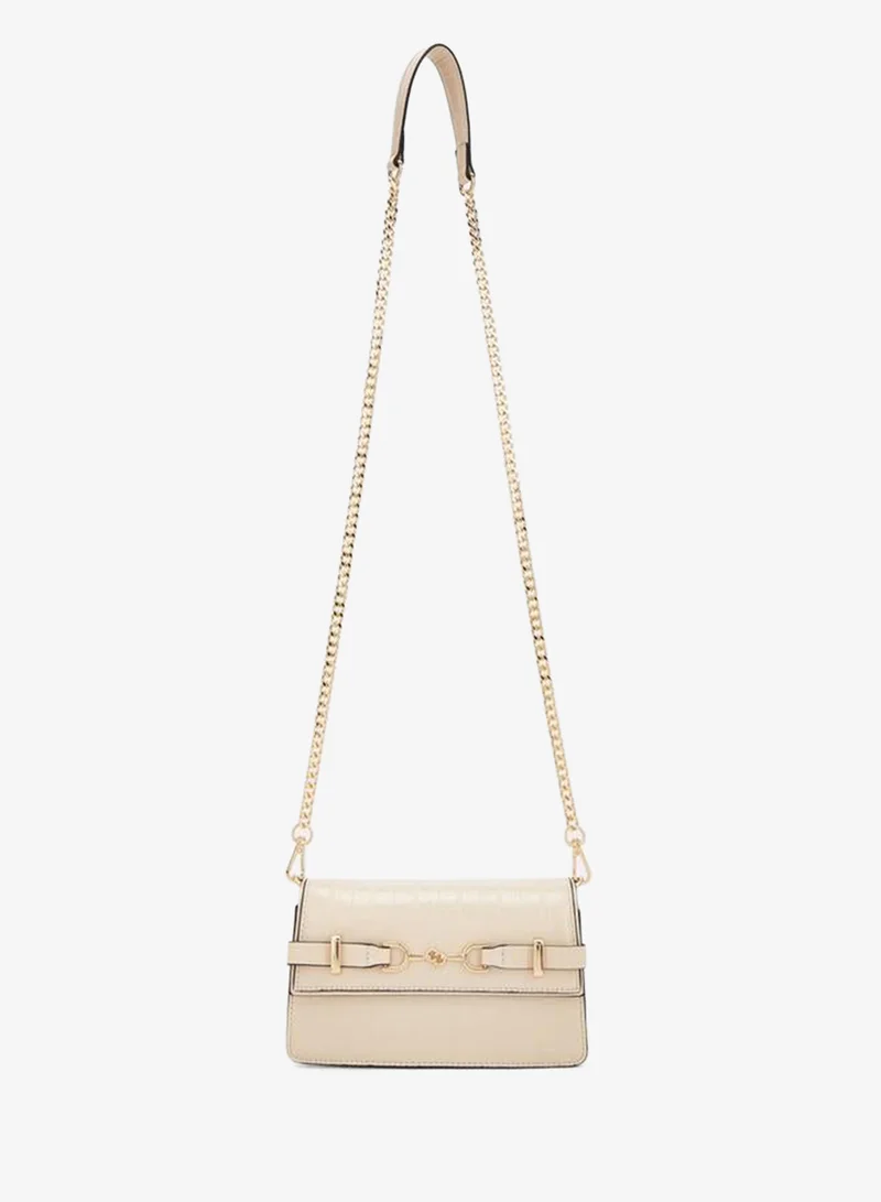 Celeste BEIGE Textured Crossbody Bag With Chain Strap for Women | Best Price UAE