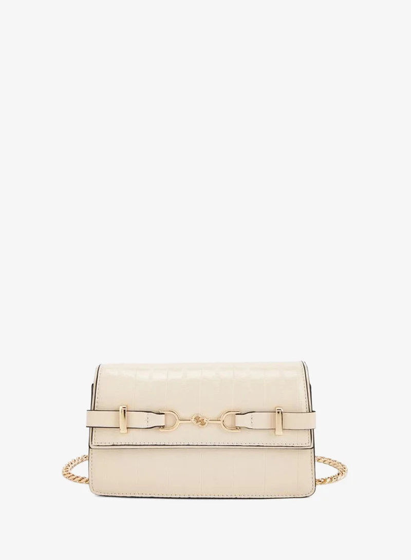 Textured Crossbody Bag With Chain Strap