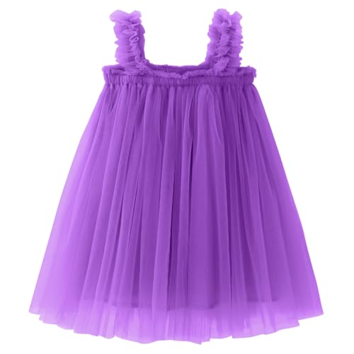 AGQT Baby Girls Tutu Dress Tulle Princess Birthday Dresses for Toddler Ruffle Sleeveless Formal Party Gowns Purple Size 9-12 Months - Image 1