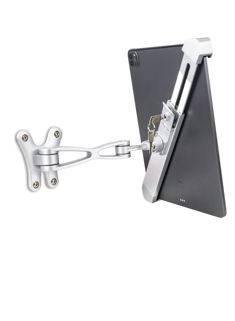 حامل حائط مقفل لجهاز iPad - حامل آمن لنقاط البيع في المتاجر وعرض الكشك والمكاتب العامة والمستودعات - تصميم مضاد للسرقة مع قفل ومفتاح يناسب iPad 11 وAir وGalaxy Tab وغيرها من الأجهزة اللوحية بحجم 7-11 إنش - Image 1