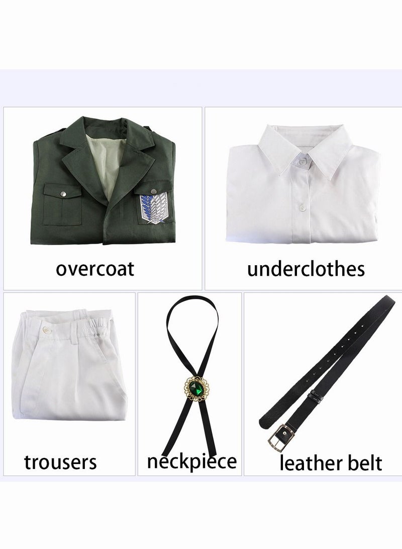 مجموعة 5 قطعة الهجوم على تيتانات إيرين جايجر زي مع معطف رداء كوسبلاي هالوين زي أنيمي لليونيسكس - Image 5