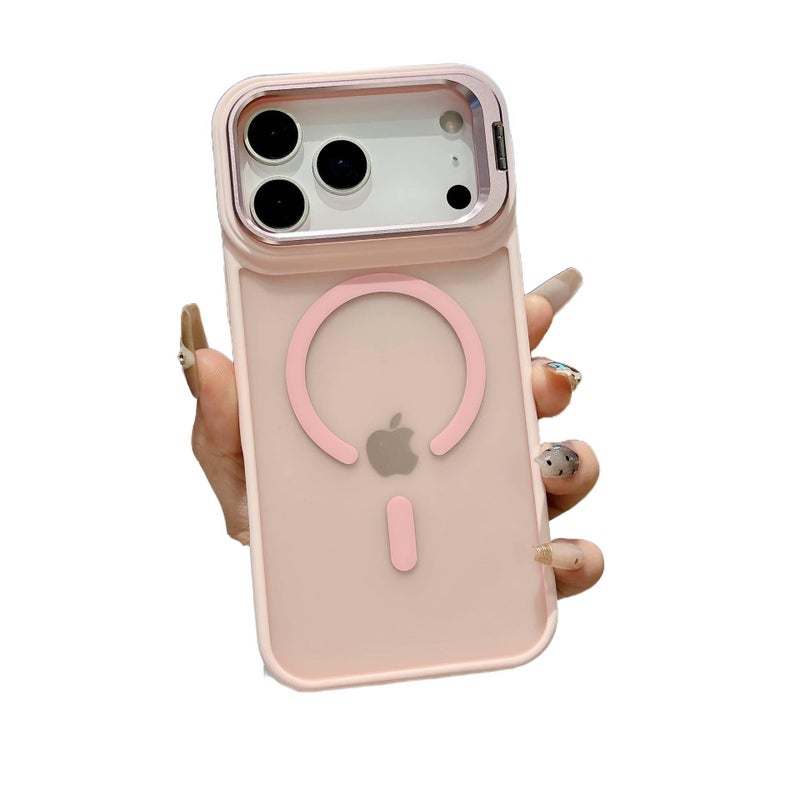 BB غطاء MagSafe بPC لـ iPhone 14 / 14 Plus / 14 Pro / 14 Pro Max مع مقاوم لبصمات الأصابع وحامل قائم مع مغناطيس قوي مع ملمس ناعم باللون وردي مغناطيسي بوظيفة حامل باللون الوردي - Image 1