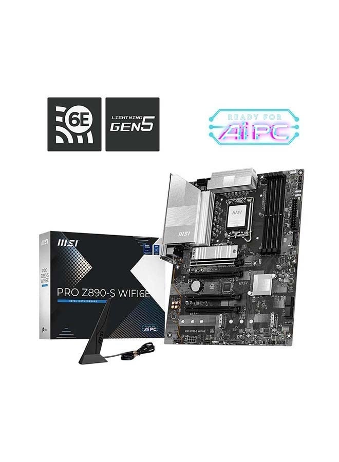 MSI Pro Z890-S Wi-Fi6E Atx Motherboard, Intel Z890 Chipset, Lga1851, Ddr5 8800+Mhz, Pcie 5.0 X16, 3X M.2 Gen5/Gen4, Wifi 6E, 2.5G Lan, Usb-C 20Gbps | 911-7E54-010 - Image 2