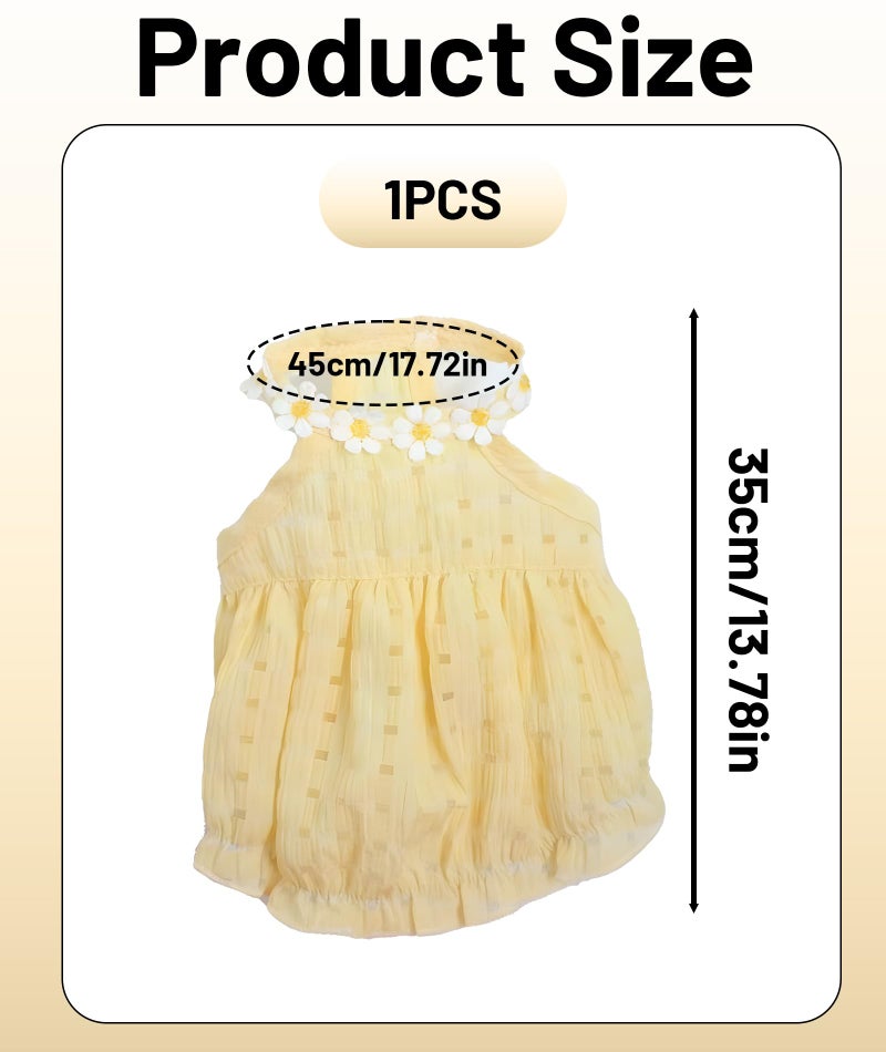 VayuSrot Cat Dress, Dog Dress, Yellow Pet Dress for Small Cats and Dogs, Comfortable Winter Outfit for Special Occasions, Photography, Social Media, Fits Pets 8-11 Jin, Back Length 35cm, Chest 45cm - Image 2
