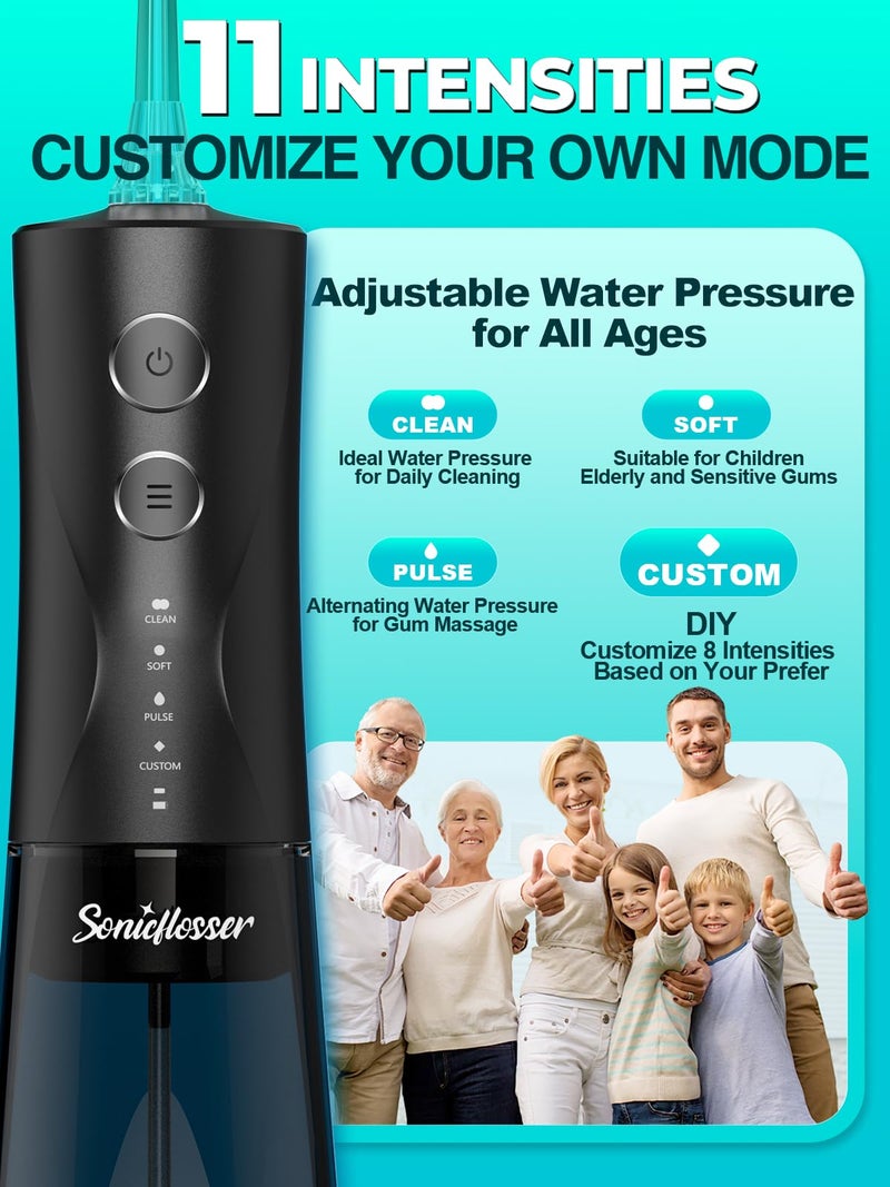 Sonicflosser Portable Water Flosser for Teeth Pick - 4 Modes & 5 Tips, 300ML Cordless Design for Home Travel, IPX7 Waterproof, Rechargeable for Ultimate Clean, Ideal for Sensitive Gums and Braces BPA-Free - Image 5