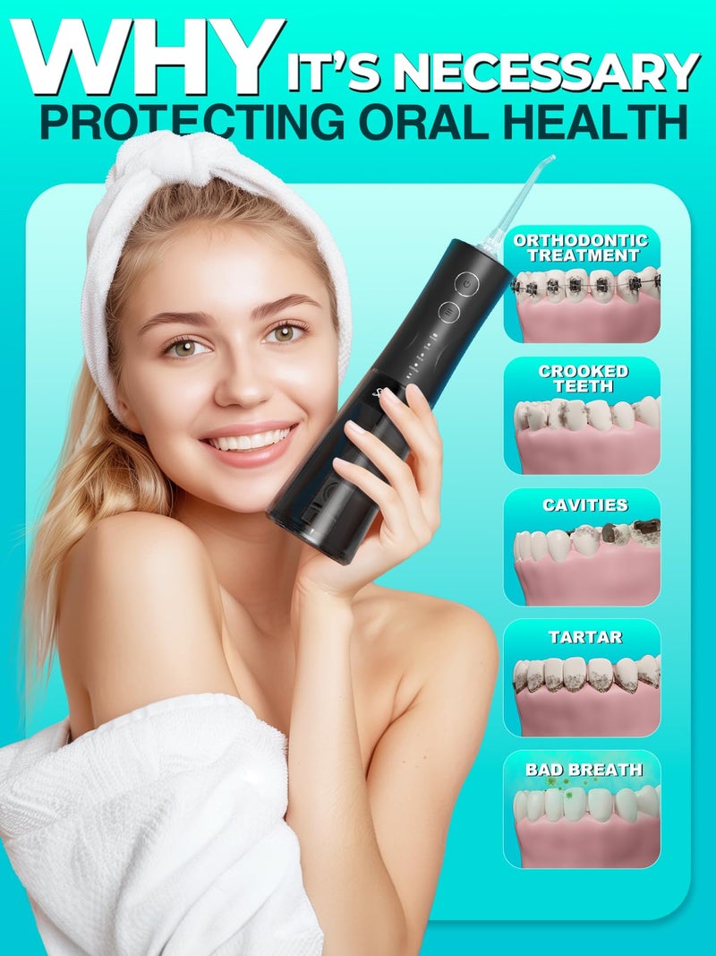 Sonicflosser Portable Water Flosser for Teeth Pick - 4 Modes & 5 Tips, 300ML Cordless Design for Home Travel, IPX7 Waterproof, Rechargeable for Ultimate Clean, Ideal for Sensitive Gums and Braces BPA-Free - Image 3