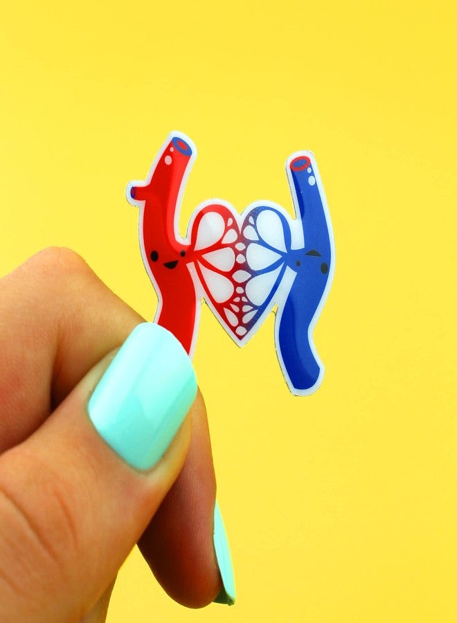 I Heart Guts Artery & Vein Lapel Pin - Life’s Bloody Great - Funny Blood Donor Gift - Cute Hematology Phlebotomy Pins for Badge Reel - Blood Character Art - Image 5