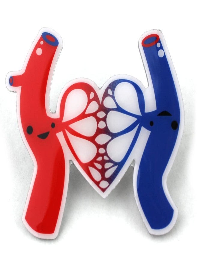 I Heart Guts Artery & Vein Lapel Pin - Life’s Bloody Great - Funny Blood Donor Gift - Cute Hematology Phlebotomy Pins for Badge Reel - Blood Character Art - Image 1