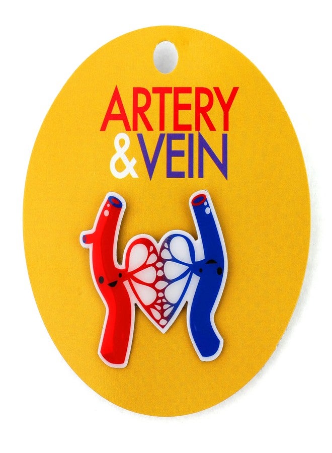 I Heart Guts Artery & Vein Lapel Pin - Life’s Bloody Great - Funny Blood Donor Gift - Cute Hematology Phlebotomy Pins for Badge Reel - Blood Character Art - Image 2