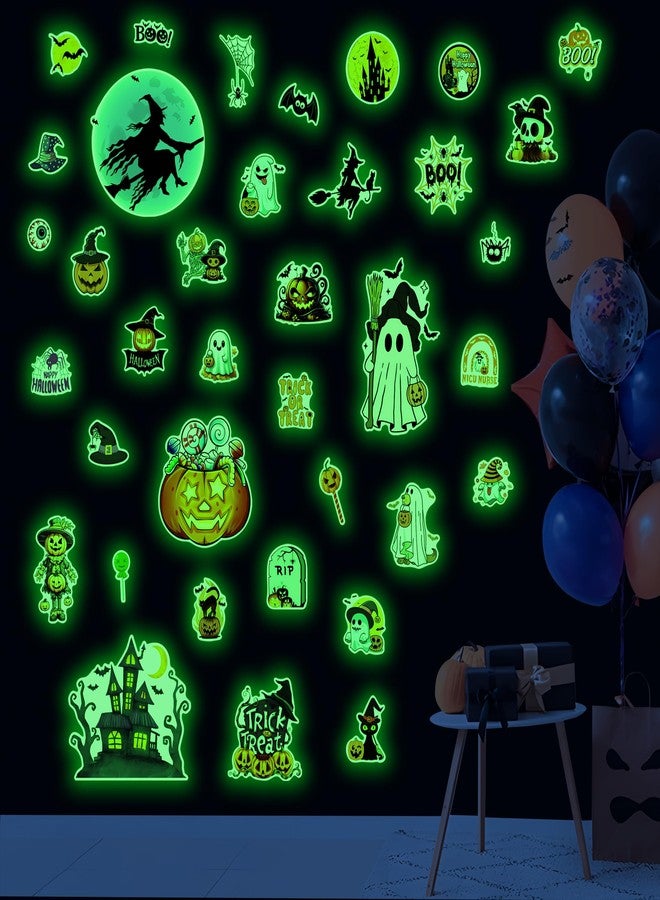 Robmoda Glow in The Dark Halloween Wall Stickers for Kids, Cute Cartoon Pumpkin Theme Wall Decals, Bedroom Playroom Nursery Room Ceiling Decor, All Saints' Day Party Gifts Party Supplies - Image 1