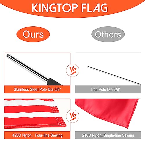KINGTOP Telescopic Flagpole with American Flag - 12x18 USA Flag for Golf Carts, Boats, Biking | Includes Storage Bag, Durable 48" Stainless Steel Pole and Flag, Meets Safety Laws - Image 3