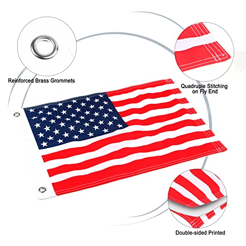 KINGTOP Telescopic Flagpole with American Flag - 12x18 USA Flag for Golf Carts, Boats, Biking | Includes Storage Bag, Durable 48" Stainless Steel Pole and Flag, Meets Safety Laws - Image 4