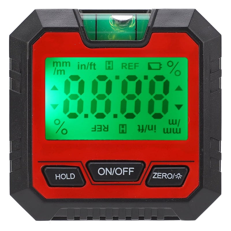 صندوق المستوى الرقمي الأحمر، مقياس الزوايا، منقلة إلكترونية بتصميم مغناطيسي لقياسات النجارة الدقيقة - Image 1