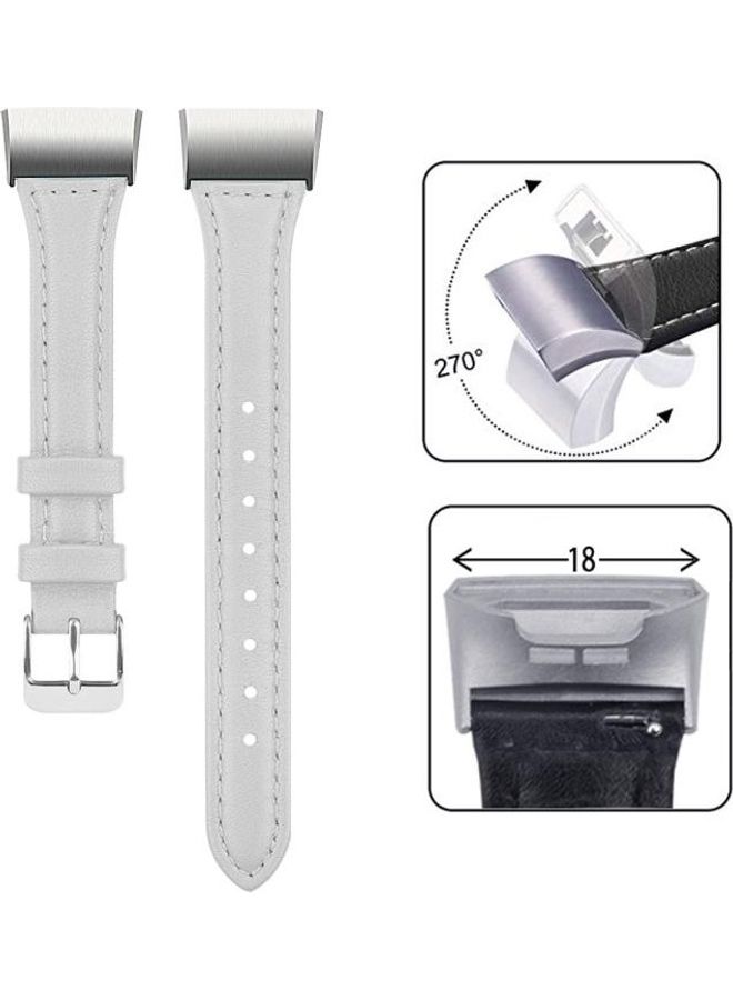 NIBEMINENT Slim Head Leather Strap For Fitbit Charge 3 / 4 White - Image 4
