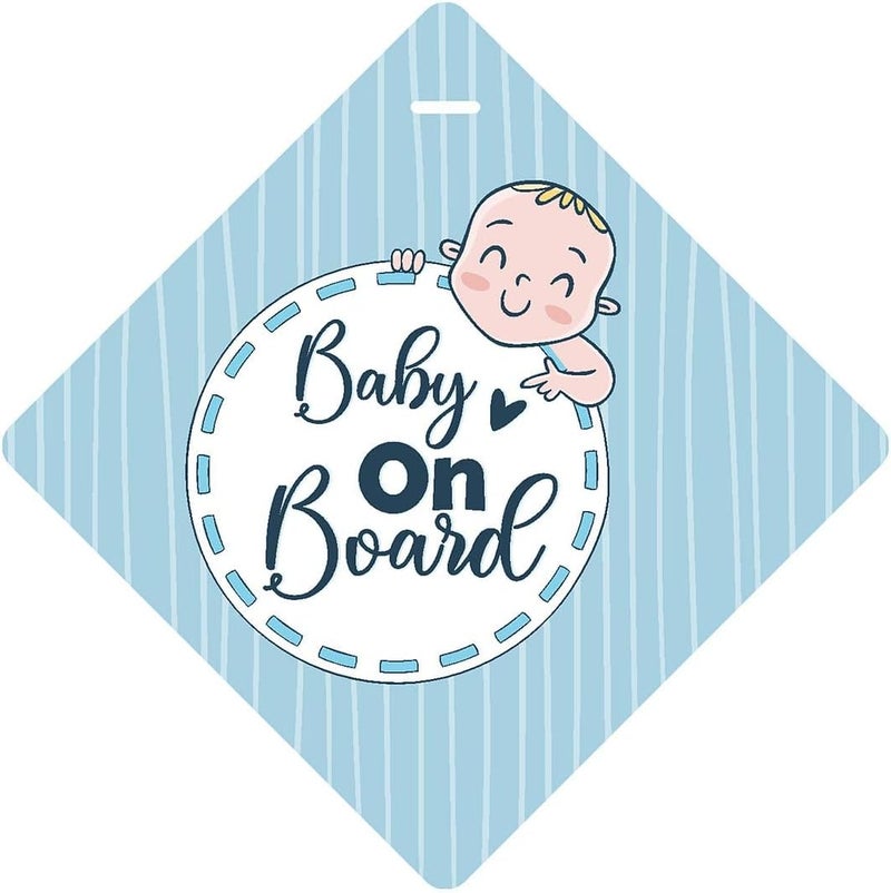 CVANU 2pcs Baby on Board Laminated Kids Safety Vinyl Sticker with 2 Suction Cup for Car Drivers (6inX6in)_R1-2 Cleaner resistant - Image 1